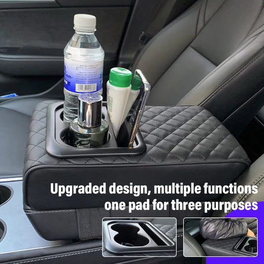 Car Armrest Pillow with Cup Holder and Phone Holder