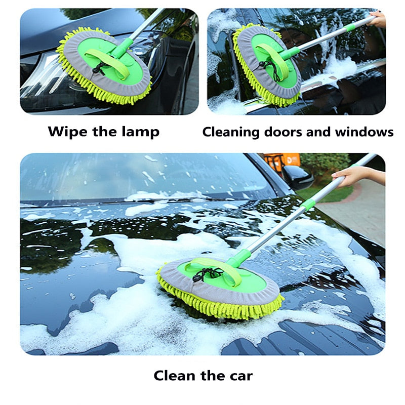 Upgrade Three section telescopic car washing mop Super absorbent Car Cleaning Car brushes Mop Window Wash Tool Dust Wax Mop Soft