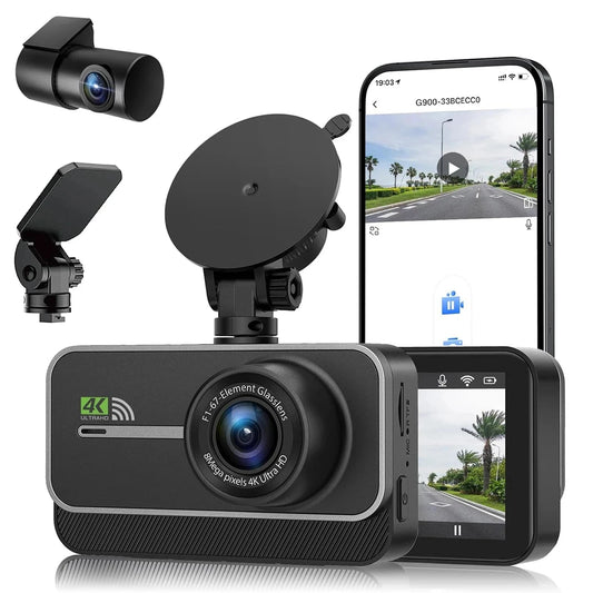 4K Front and Rear Dash Cam with WiFi