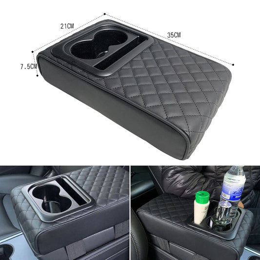 Car Armrest Pillow with Cup Holder and Phone Holder