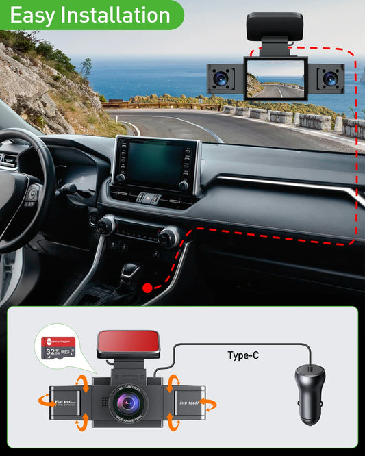 3 Channel Camera Car Cam with Parking Monitor