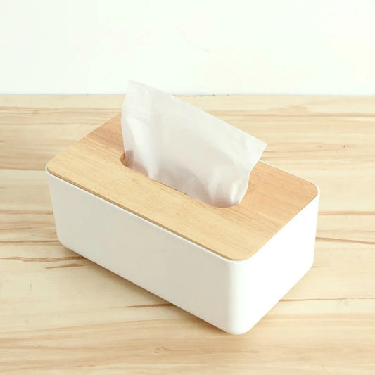 Tissue Box with Wooden Lid