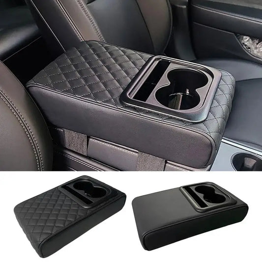 Car Armrest Cushion with Cup Holders