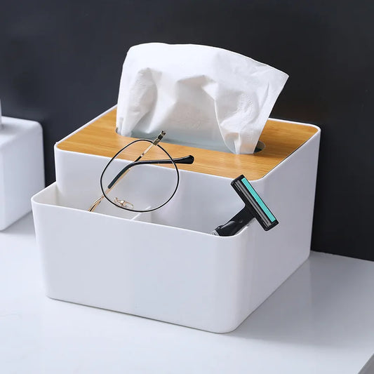 Tissue Box with Wooden Lid